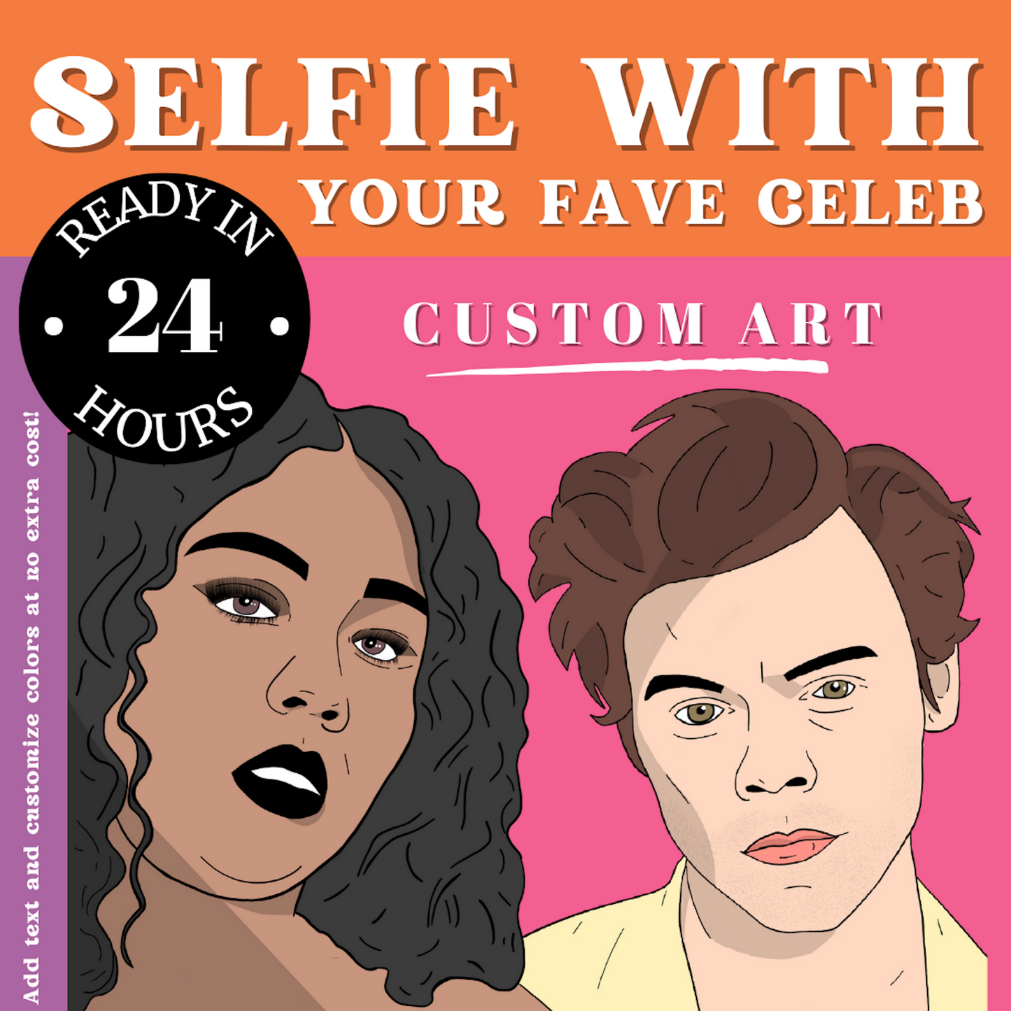 Portrait With Your Favorite Celebrity | Custom Art, Illustration from Photo