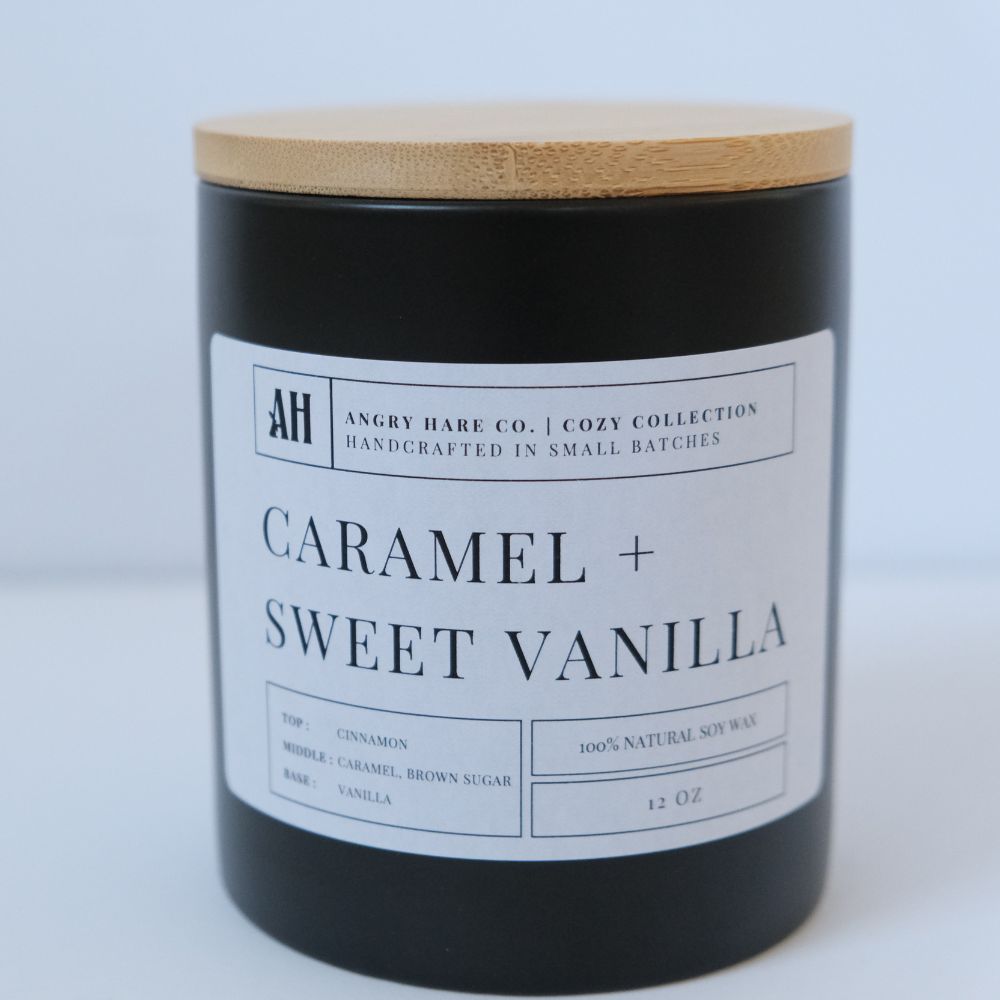 Caramel + Sweet Vanilla | 12oz Soy Wax Candle