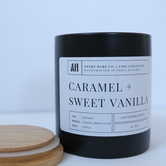 Caramel + Sweet Vanilla | 12oz Soy Wax Candle