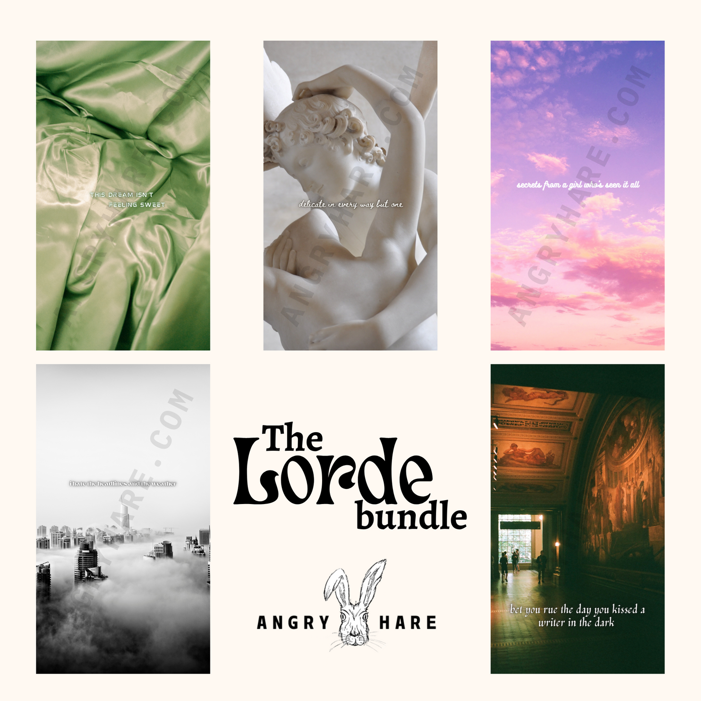 The Lorde Bundle - 25 Hand-Designed iPhone Wallpapers / Lock Screen Images - Digital Download - Angry Hare