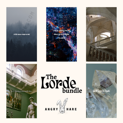 The Lorde Bundle - 25 Hand-Designed iPhone Wallpapers / Lock Screen Images - Digital Download - Angry Hare